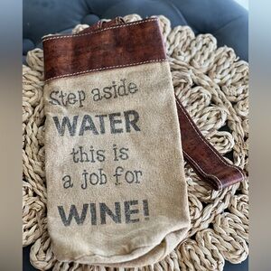 Canvas Wine Bag with Brown Accents - New no tags
